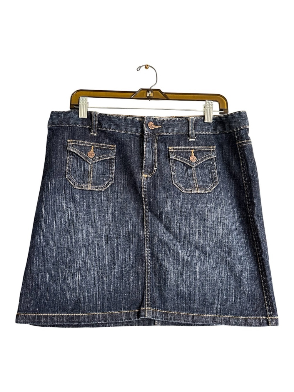 Tommy Hilfiger Denim Skirt Size 10 Dark Wash Stretch Classic Preppy